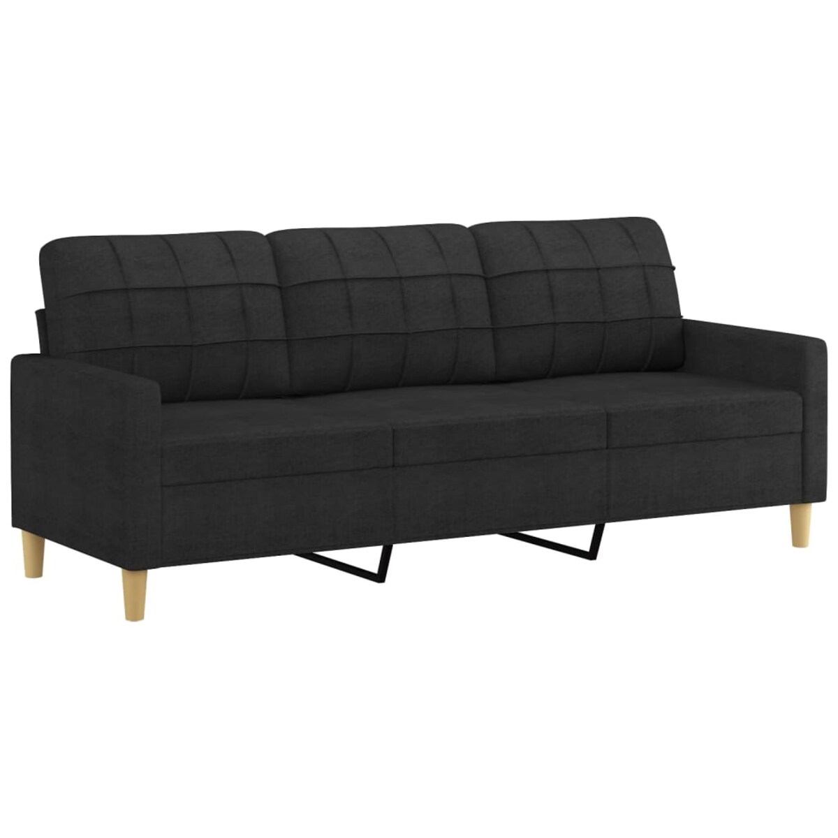 vidaXL 3-osobowa sofa z poduszkami, czarna, 180 cm, tkanina