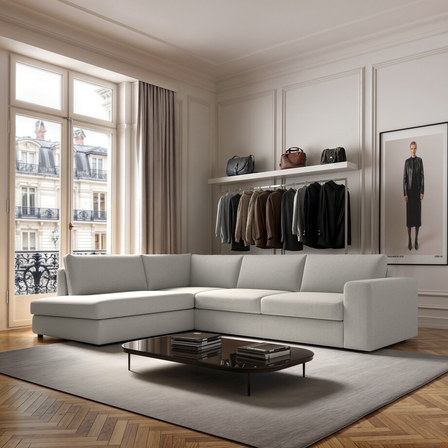 Sofa narożna lewa Baga kremowa