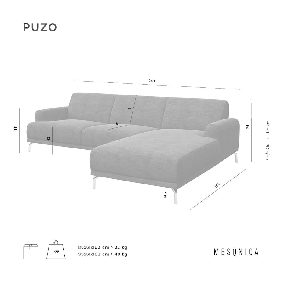 Sofa narożna Puzo brązowa