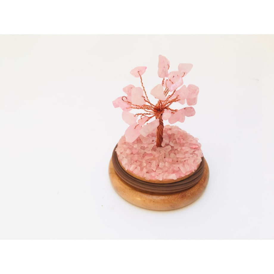 Drzewko z KAMIENI KWARCU amulet talizman na szczęście w Szklanej Kopule box