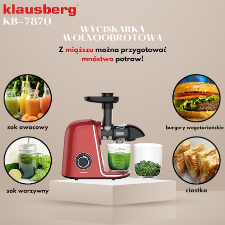 Sokowirówka wolnoobrotowa 150W do owoców i warzyw COLD PRESS KLAUSBERG KB-7870