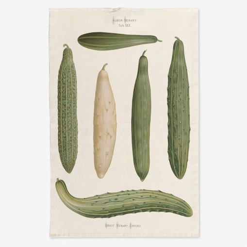 Lniany ręcznik kuchenny - Ogórki