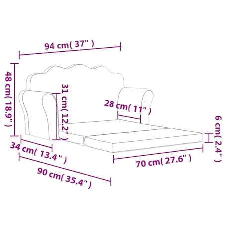vidaXL 2-os. sofa dla dzieci, rozkładana, różowa, miękki plusz
