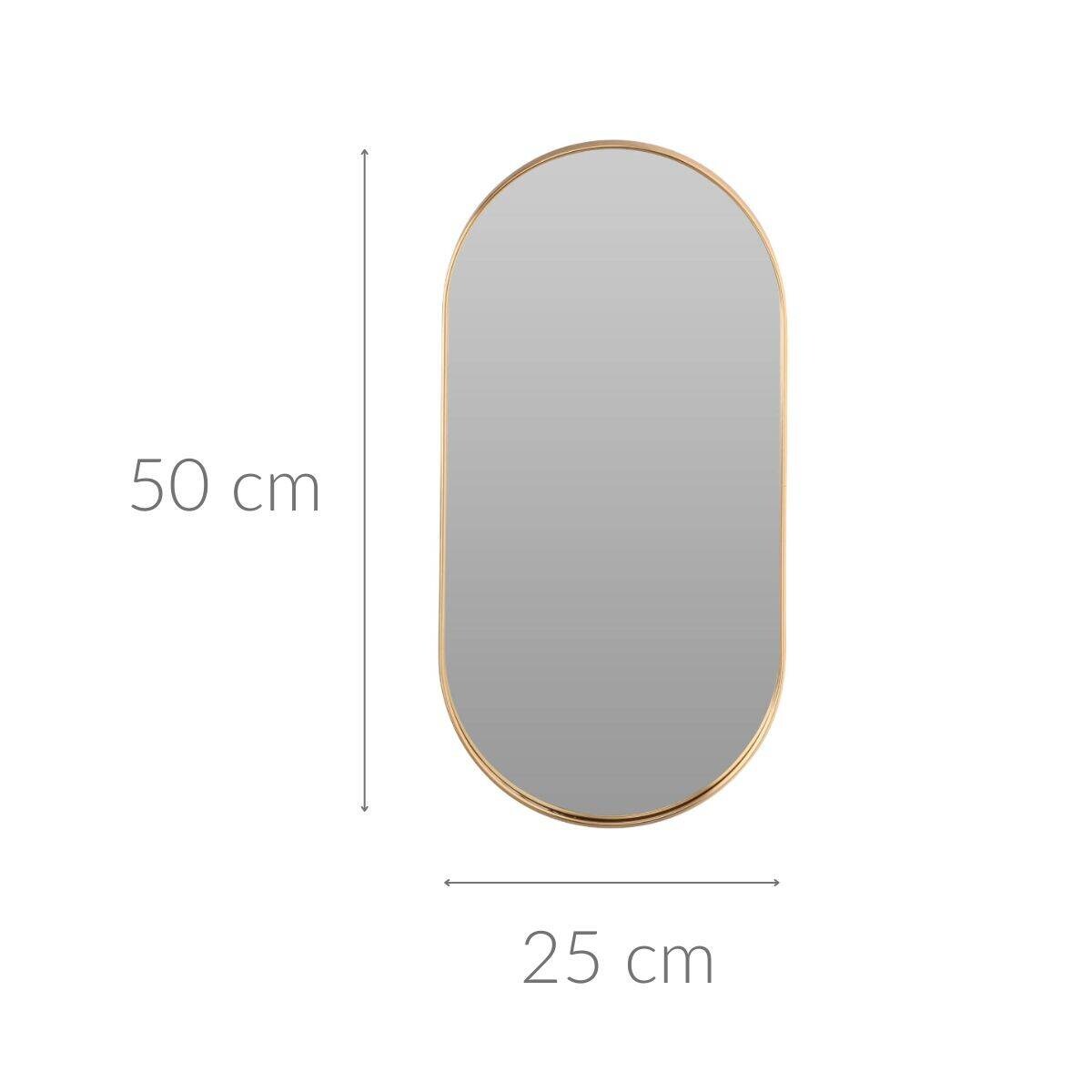 Owalne lustro w złotej ramie, 50 x 25 cm