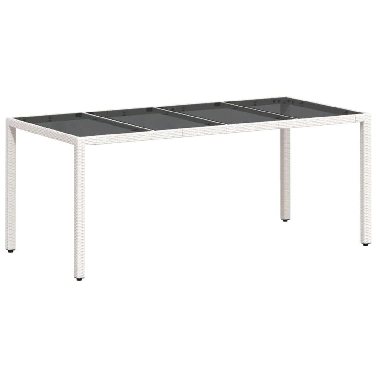 vidaXL Stół ogrodowy ze szklanym blatem, biały 190x90x75 cm, rattan PE