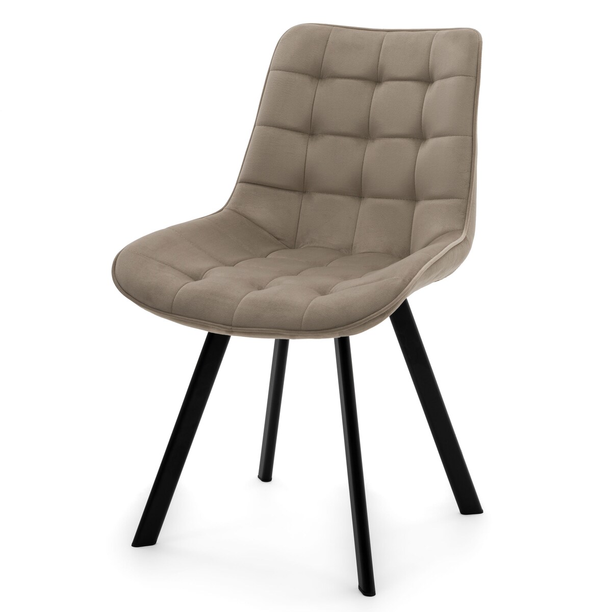 KRZESŁO TAPICEROWANE WELUROWE DO SALONU JADALNI GLAMOUR CIEMNOBEŻOWE TORI