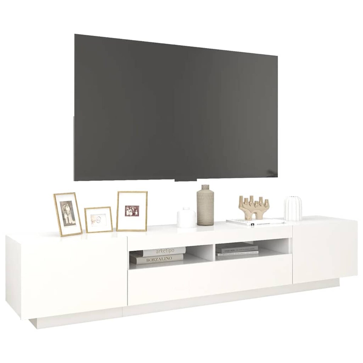 vidaXL Szafka pod TV z oświetleniem LED, biała, 200x35x40 cm
