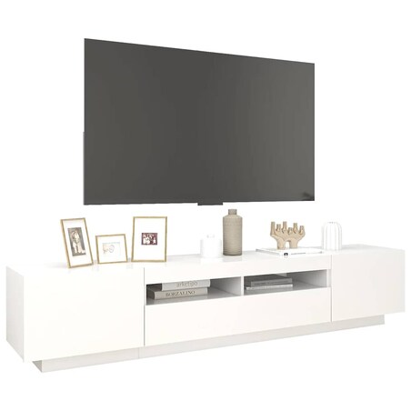 vidaXL Szafka pod TV z oświetleniem LED, biała, 200x35x40 cm