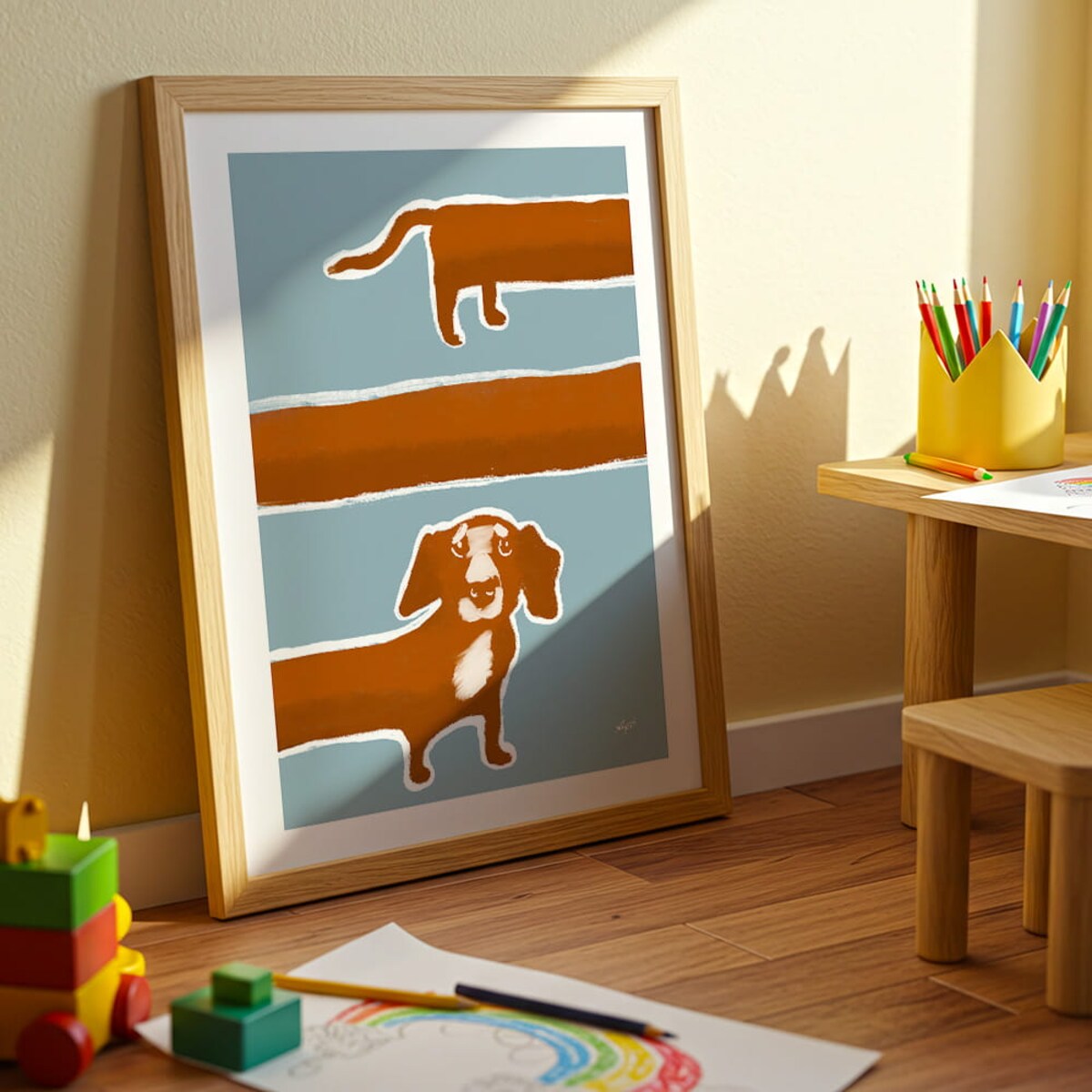 plakat długi pies 70x100