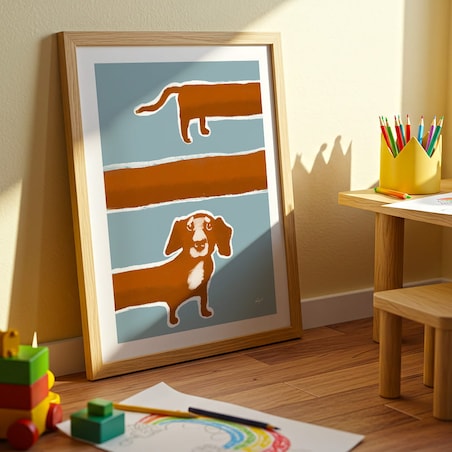 plakat długi pies 70x100