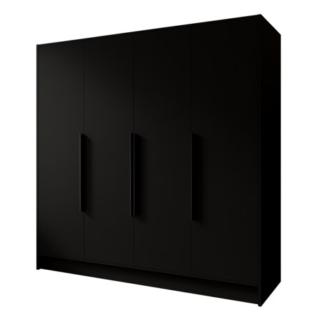 Szafa 200 gładka ORTO bez lustra z czarnymi uchwytami, czarna