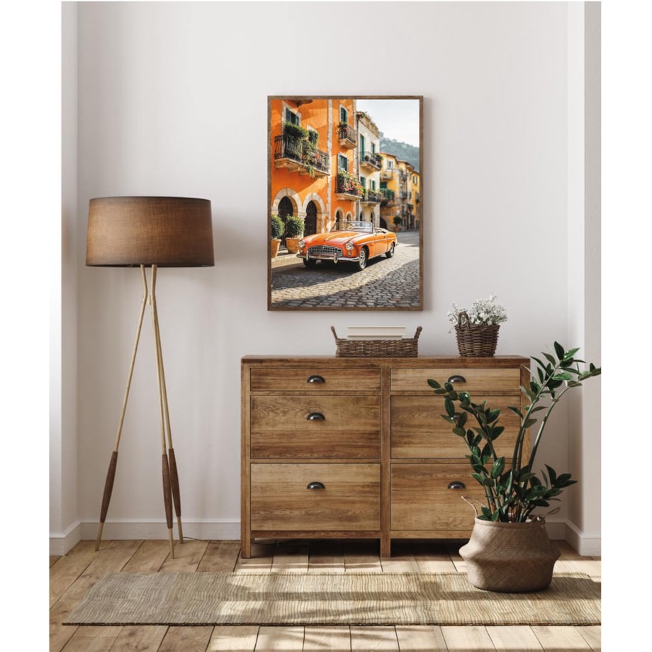 Poster Story, Plakat, Obraz - Pomarańczowy Samochód we Włoszech, wymiary 21 x 30 cm