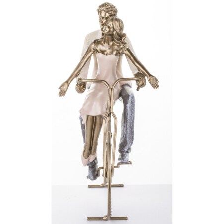 Dekoracja - figurka 25,5x25x19 cm PARA - na rowerze