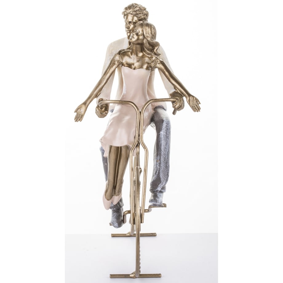 Dekoracja - figurka 25,5x25x19 cm PARA - na rowerze