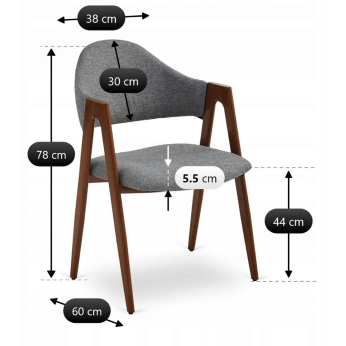 Krzesło Tapicerowane Kuchenne Skandynawskie Do Jadalni Salonu Popiel RUIZ