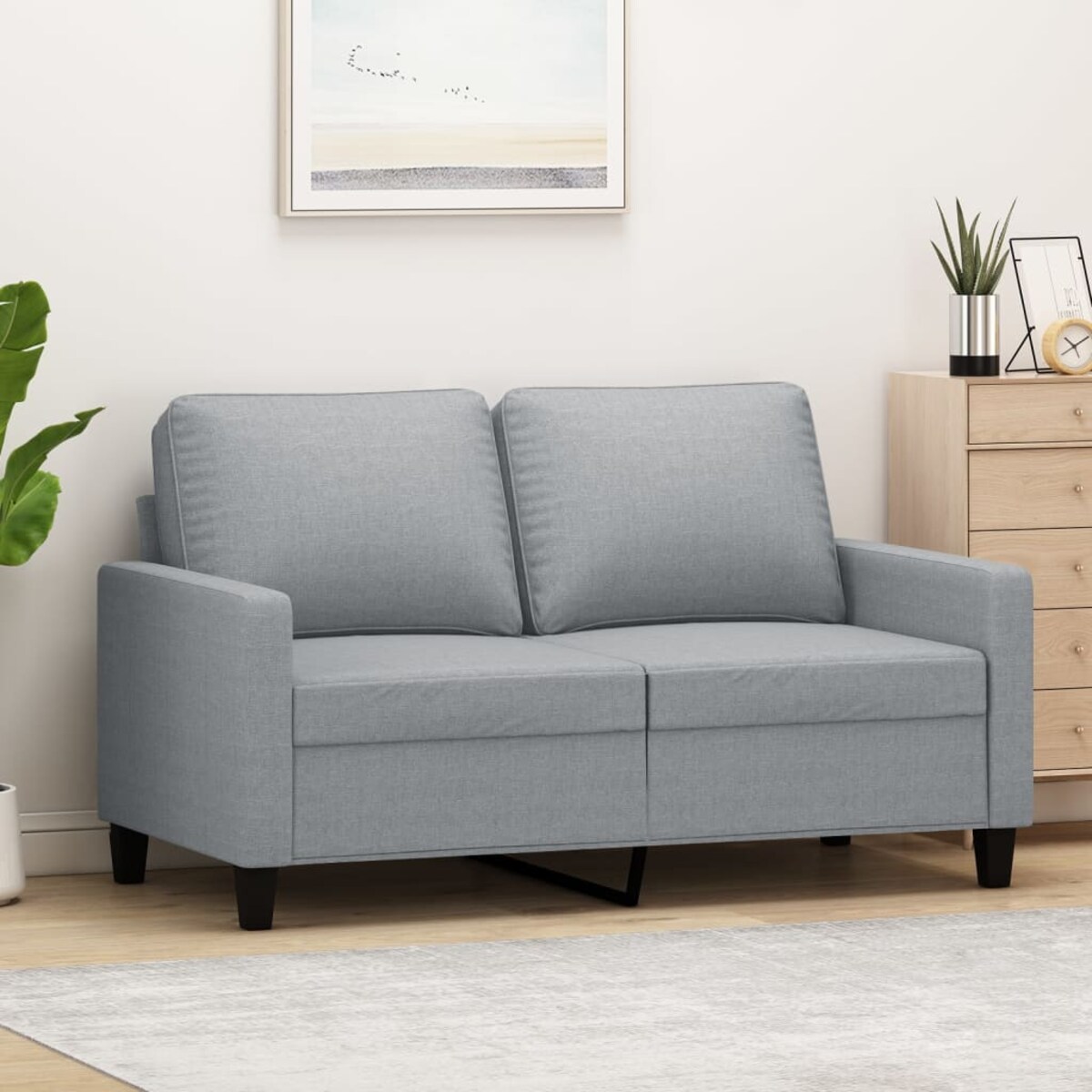 vidaXL Sofa 2-osobowa, jasnoszara, 120 cm, tapicerowana tkaniną