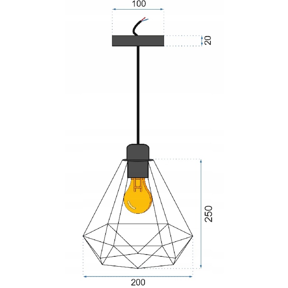 Lampa Diament Sufitowa Wisząca Złota Loft Gold