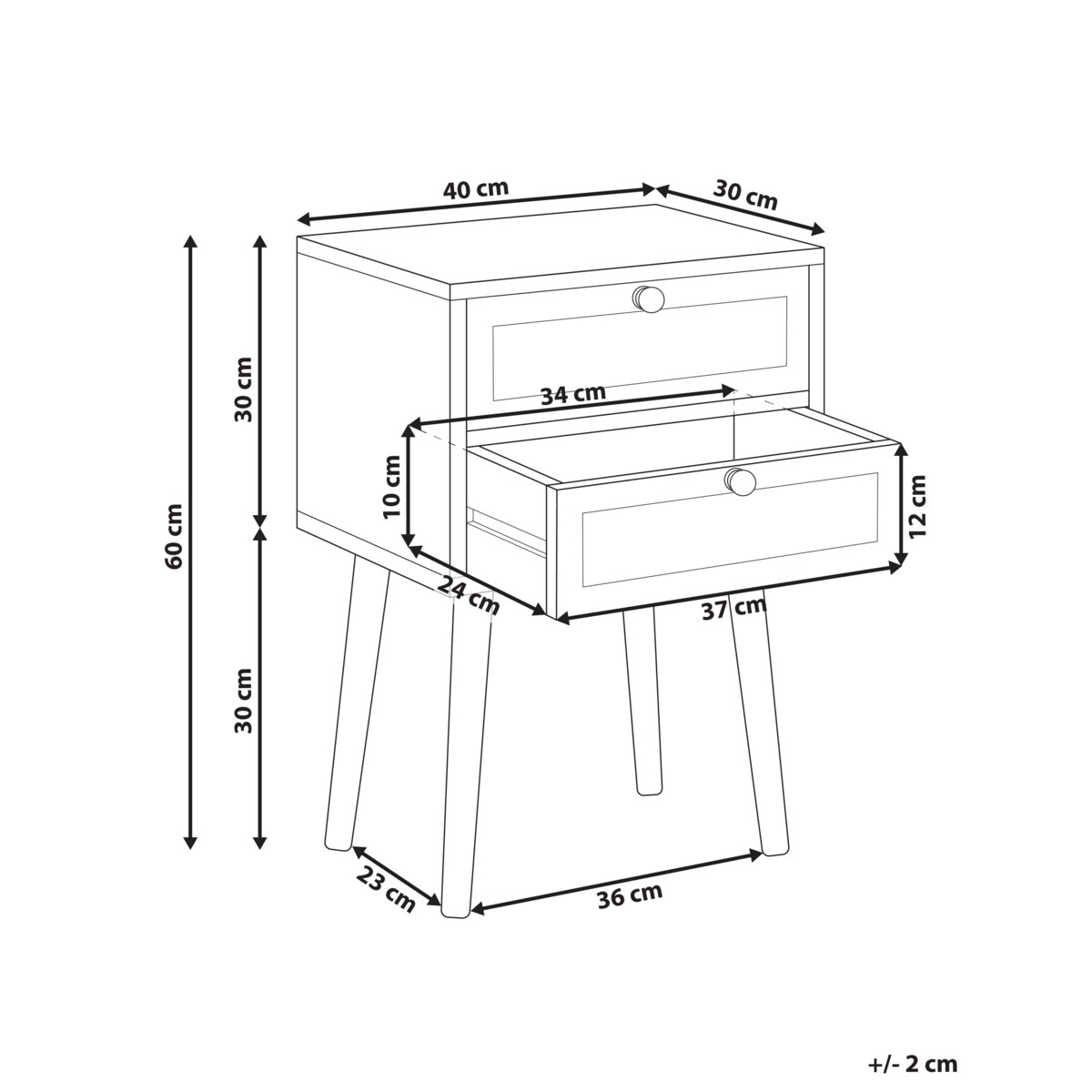 Szafka nocna BUTTE Drewno Jasnobrązowy