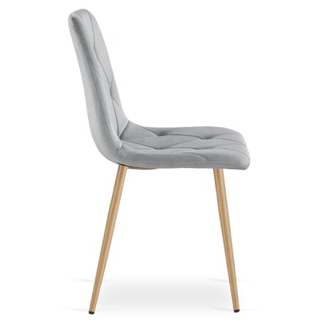 Krzesło Libra nowoczesny design, Jasny Szary Aksamit / Nogi Kolor Drewna X1