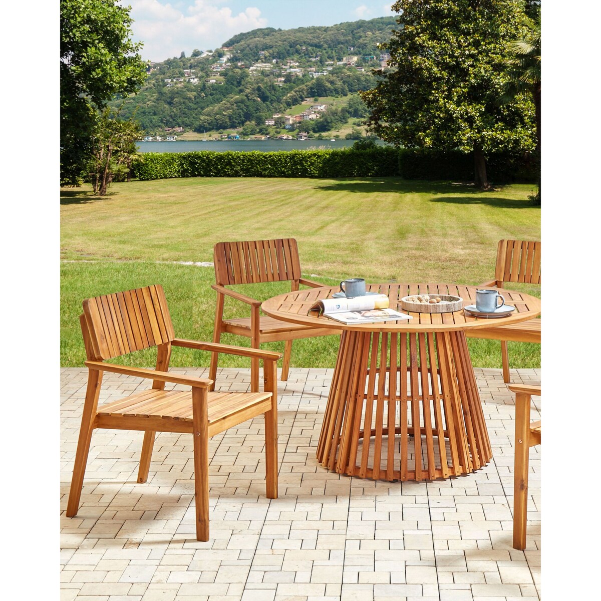 Krzesło ogrodowe Zestaw 2 Drewno Jasne drewno AGELLO