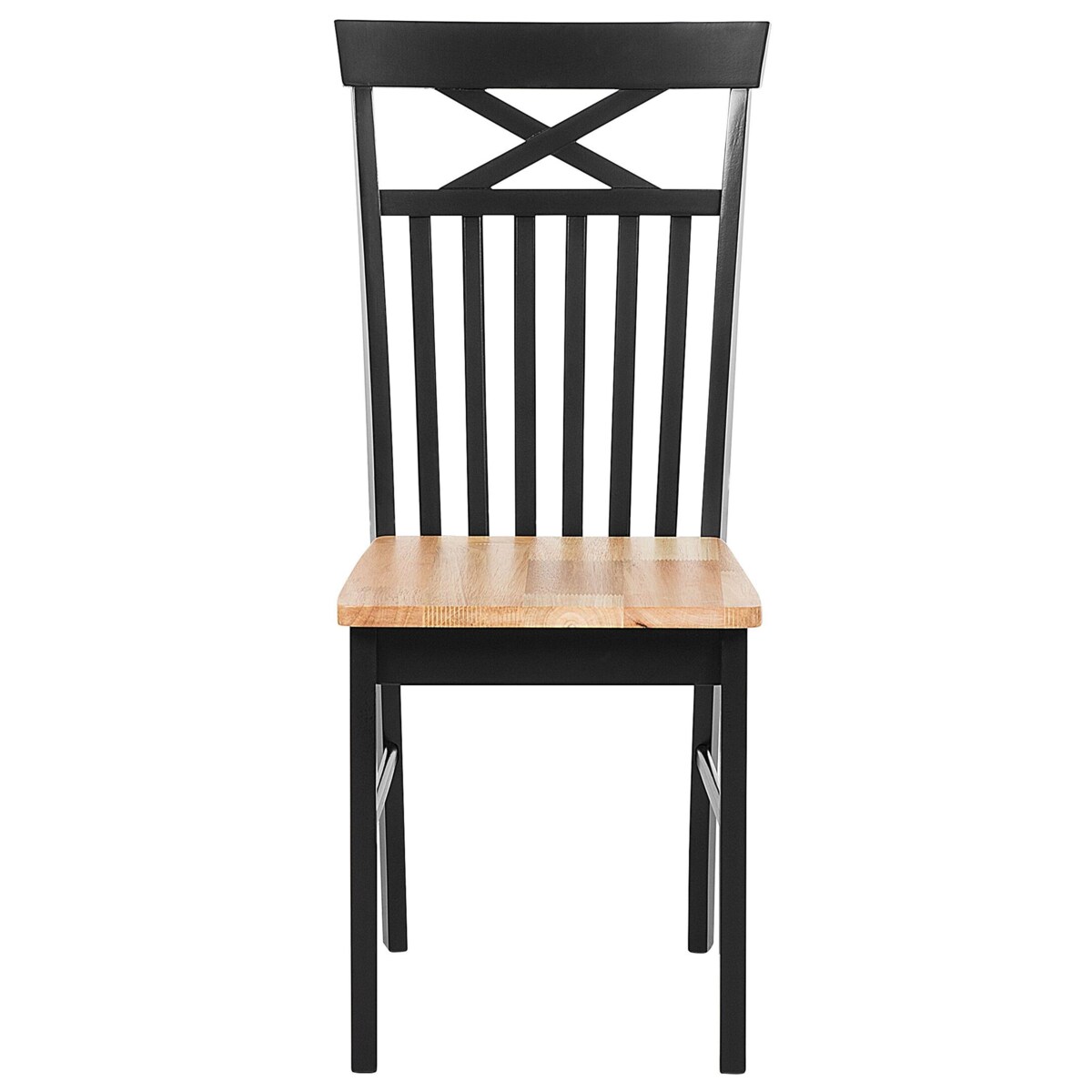 Zestaw 2 krzeseł do jadalni drewniany jasny z czarnym HOUSTON