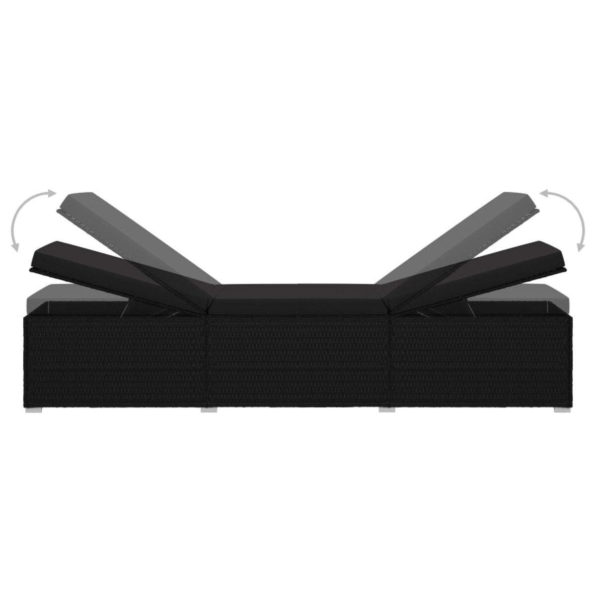 vidaXL Leżak ogrodowy z poduszką, polirattan, czarny