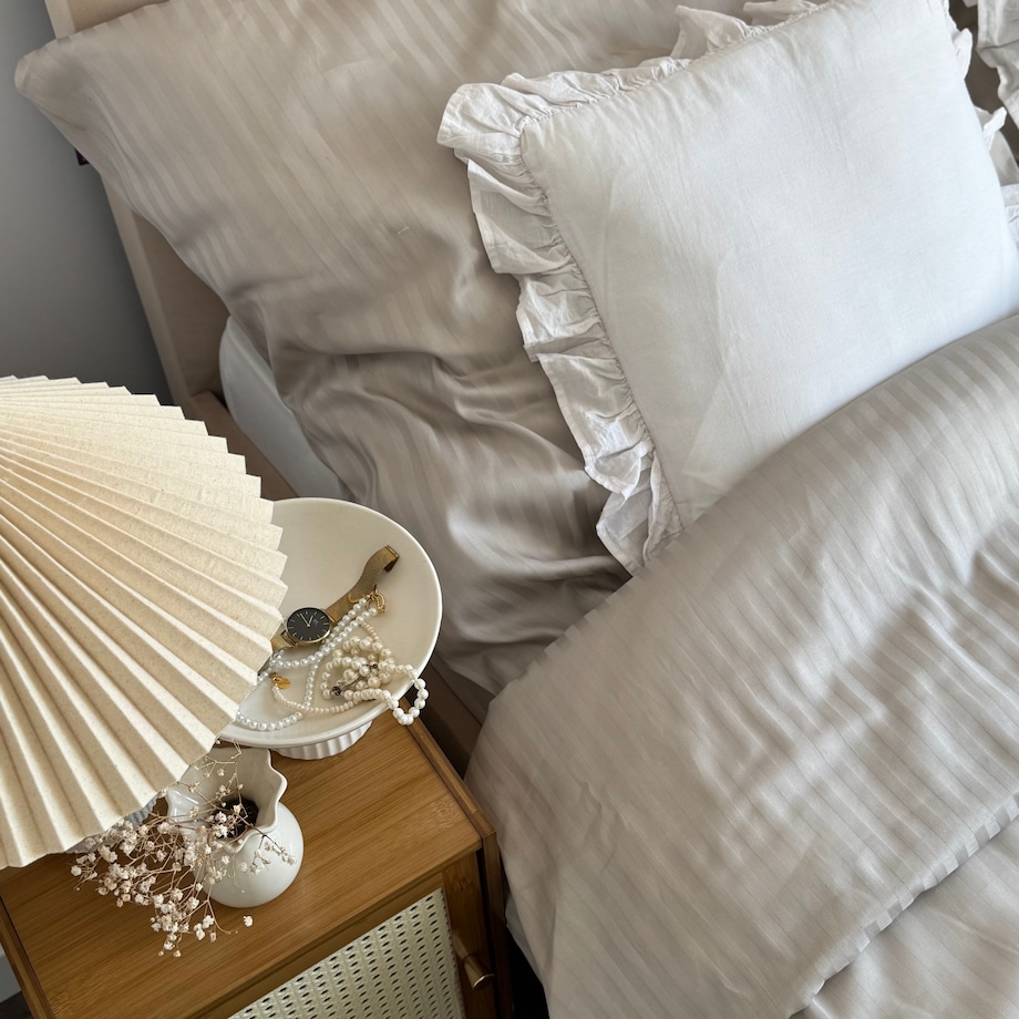 Pościel hotelowa adamaszkowa 200x220 beżowa hotelowa PREMIUM