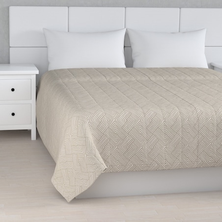 Narzuta pikowana w pasy 260x210 beżowo-kremowe geometryczne wzory