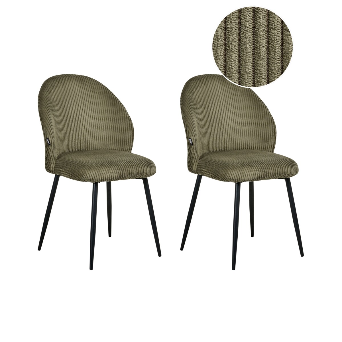 Zestaw 2 krzeseł do jadalni ELOY Sztruks Ciemnozielony