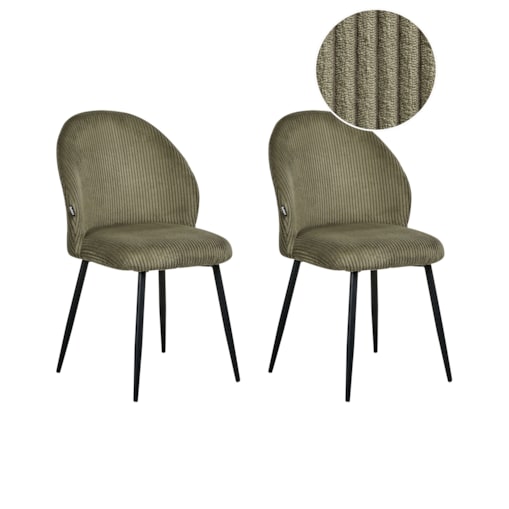 Zestaw 2 krzeseł do jadalni ELOY Sztruks Ciemnozielony