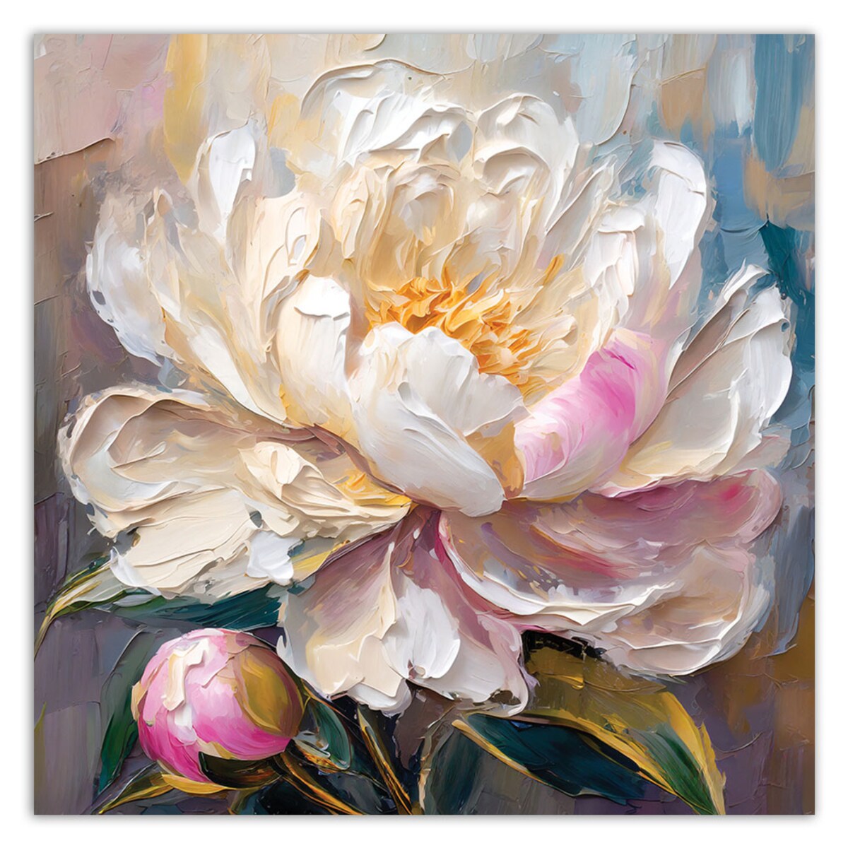 Feeby Obraz, Piwonia malowana 60x60 cm