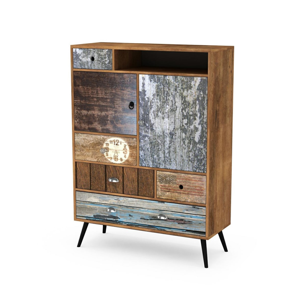 KOMODA Kaliope duża 100/29/140 cm RUSTYKALNA kolorowa
