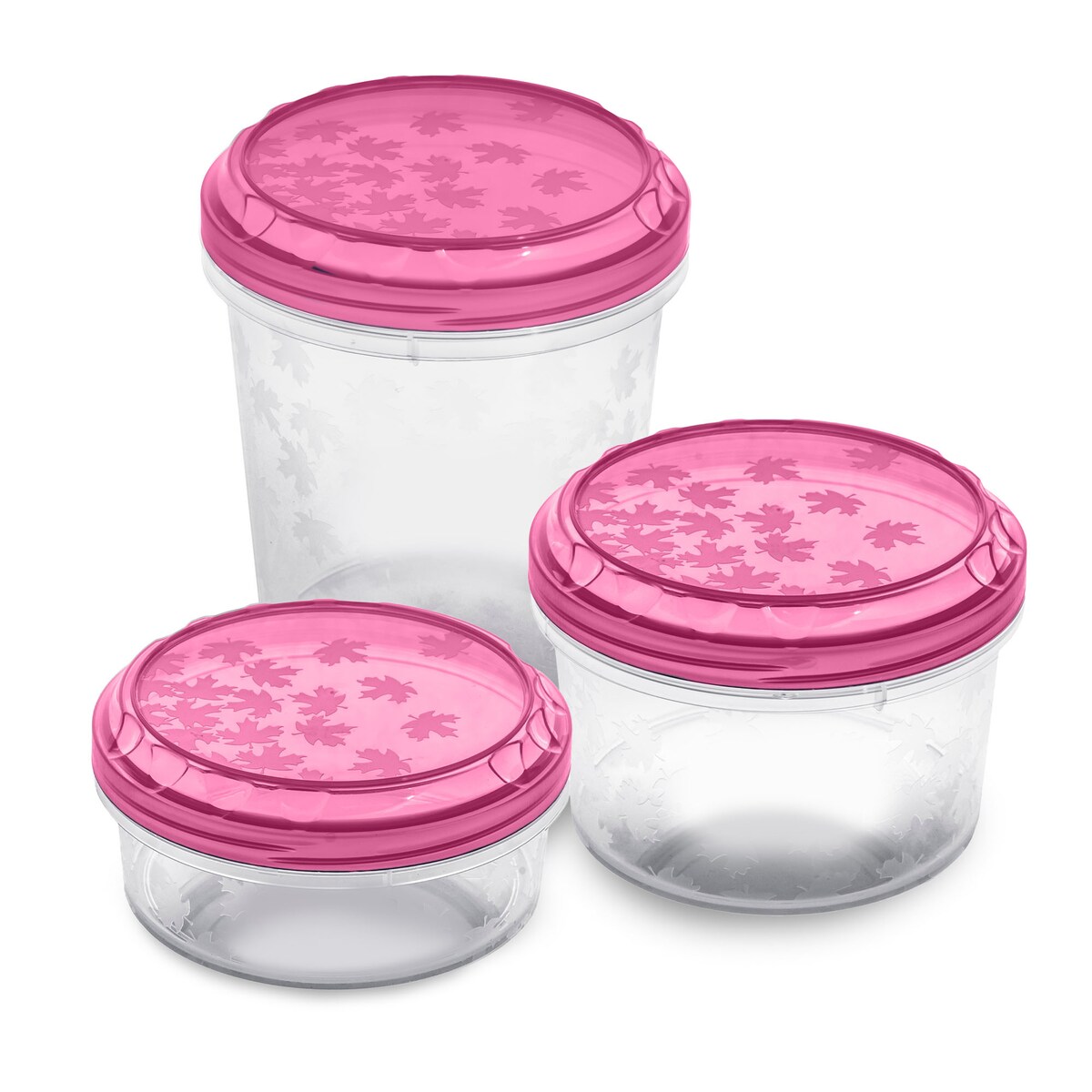 Zestaw Pojemników Plastikowych Do Żywności Okrągłe 3 szt Pojemniki Różowe