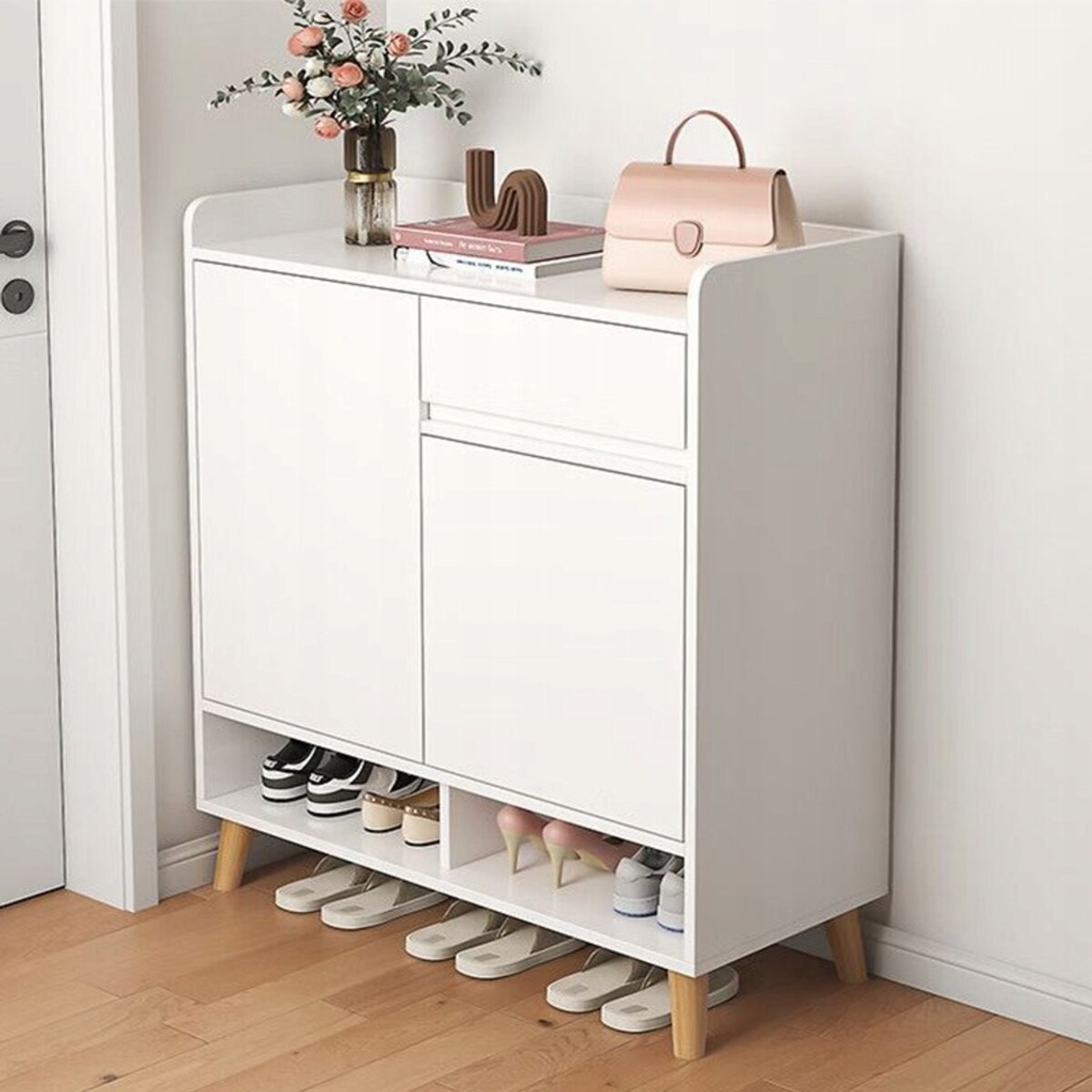 Nowoczesna komoda szafka biała pojemna miejsce na buty 60 cm z szufladą