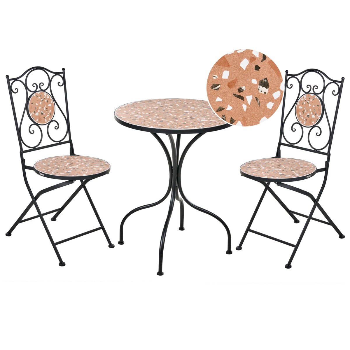 Zestaw mebli balkonowych Składane ADRANO Metal Czarny