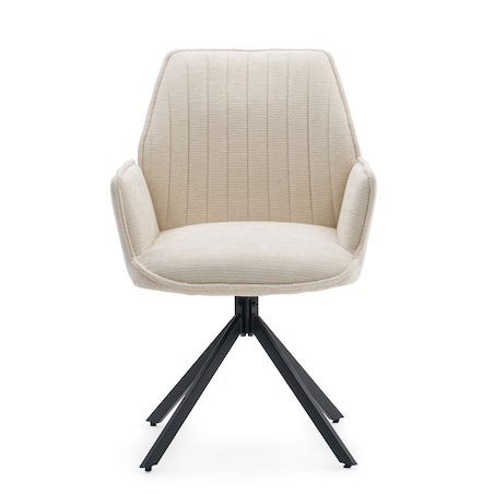 Krzesło tapicerowane obrotowe szenilowe do salonu MERANO kremowe