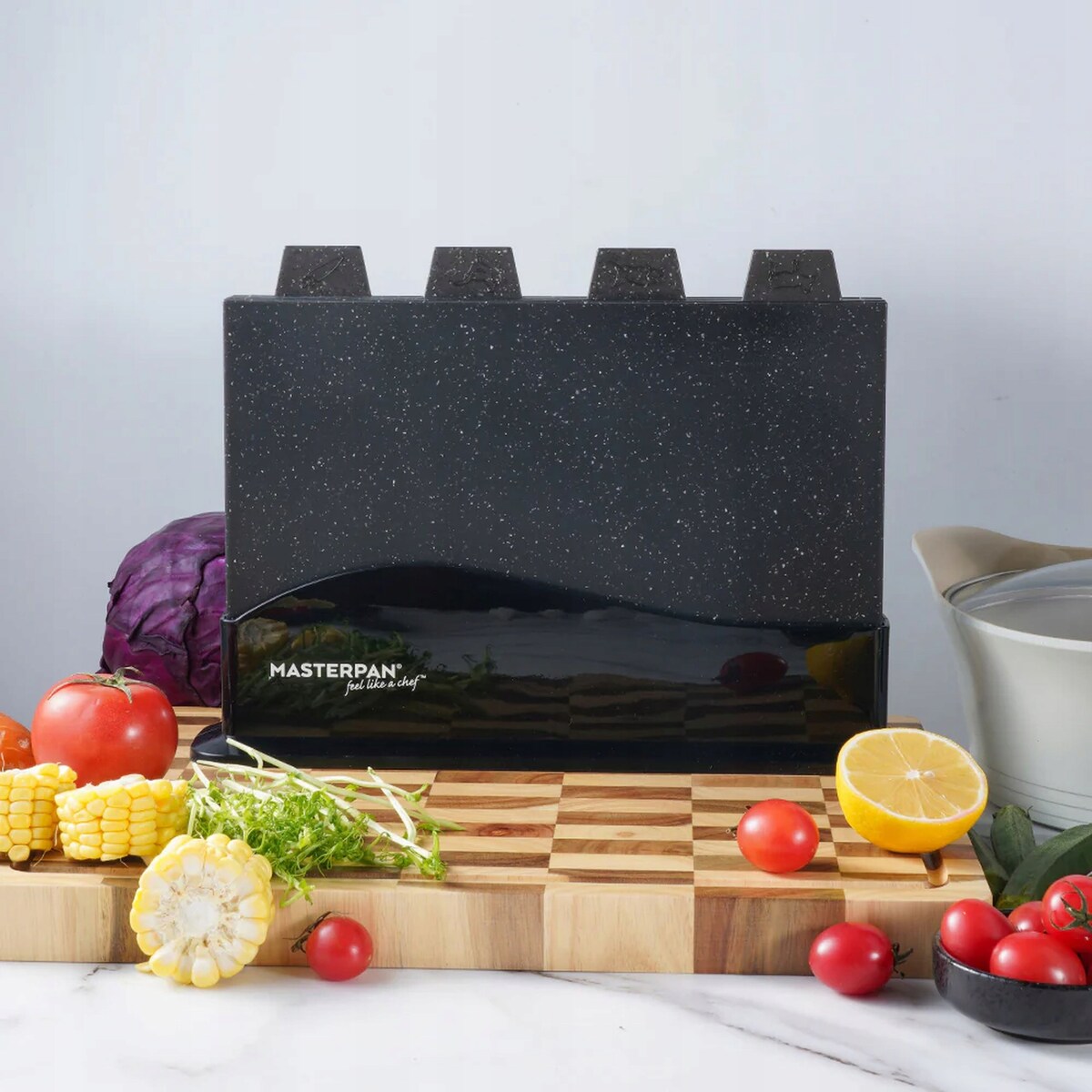 Deska Do Krojenia Marmurkowa W Stojaku Zestaw 4X Kuchenna Deska Do Zmywarki