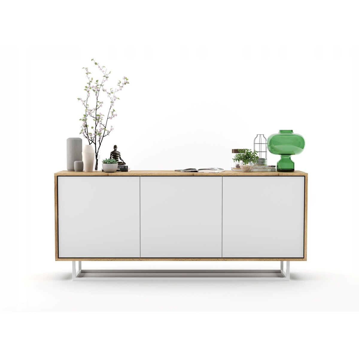 Komoda Loft Szafka RTV Industrialna Dąb Wotan Biały MAT 168 cm