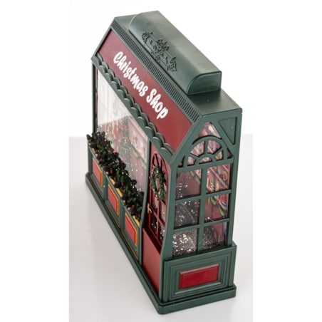 Dekoracja świąteczna SHOP 22x24x8 cm sklep z prezentami, LED i pozytywką