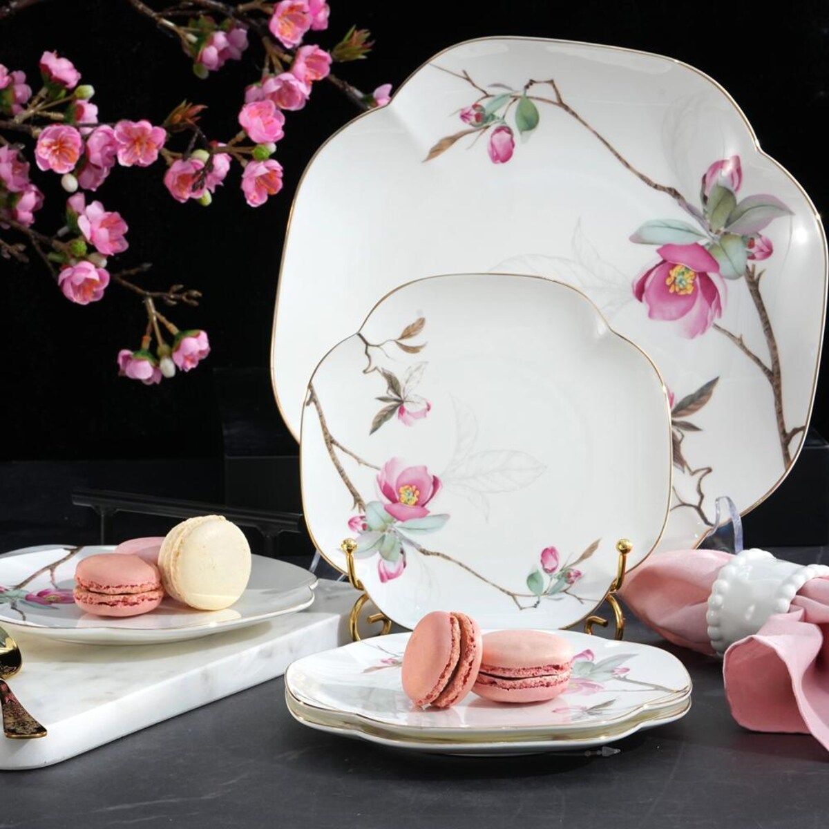 VILLA ITALIA Talerz do ciasta porcelanowy 25 x 25 cm SPIRIT of JAPAN