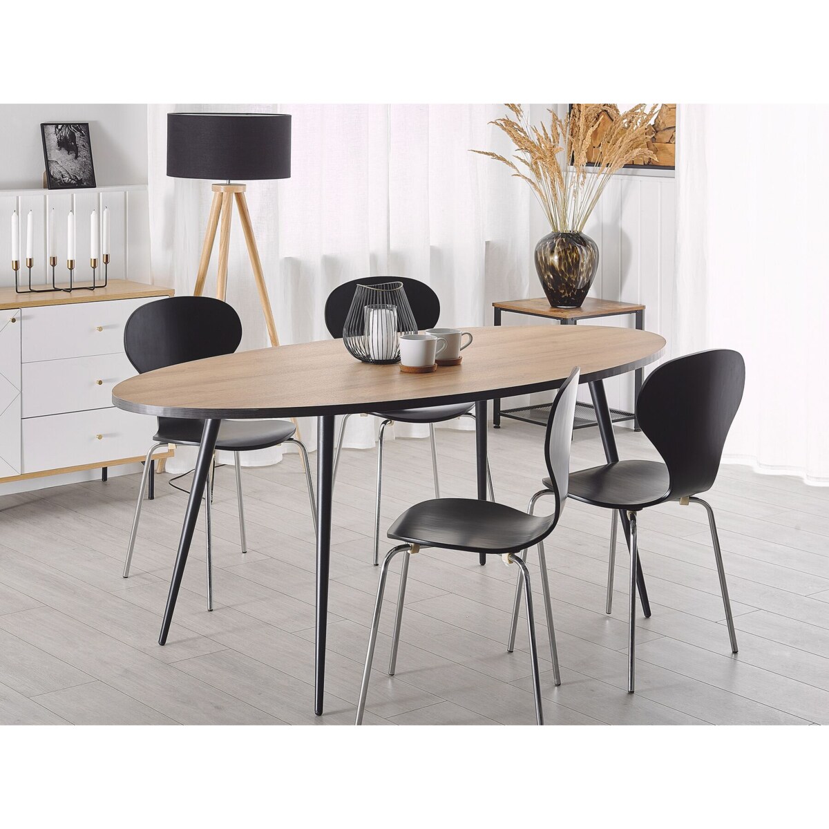 Stół do jadalni owalny 180 x 90 cm ciemne drewno z czarnym OTTAWA