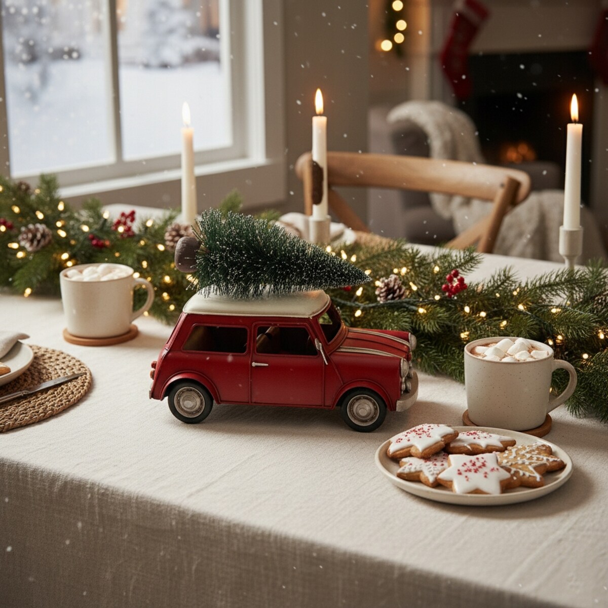 FIGURKA AUTO CHOINKA CZERWONA ŚWIĄTECZNA SAMOCHÓD NA ŚWIĘTA PREZENT 25cm