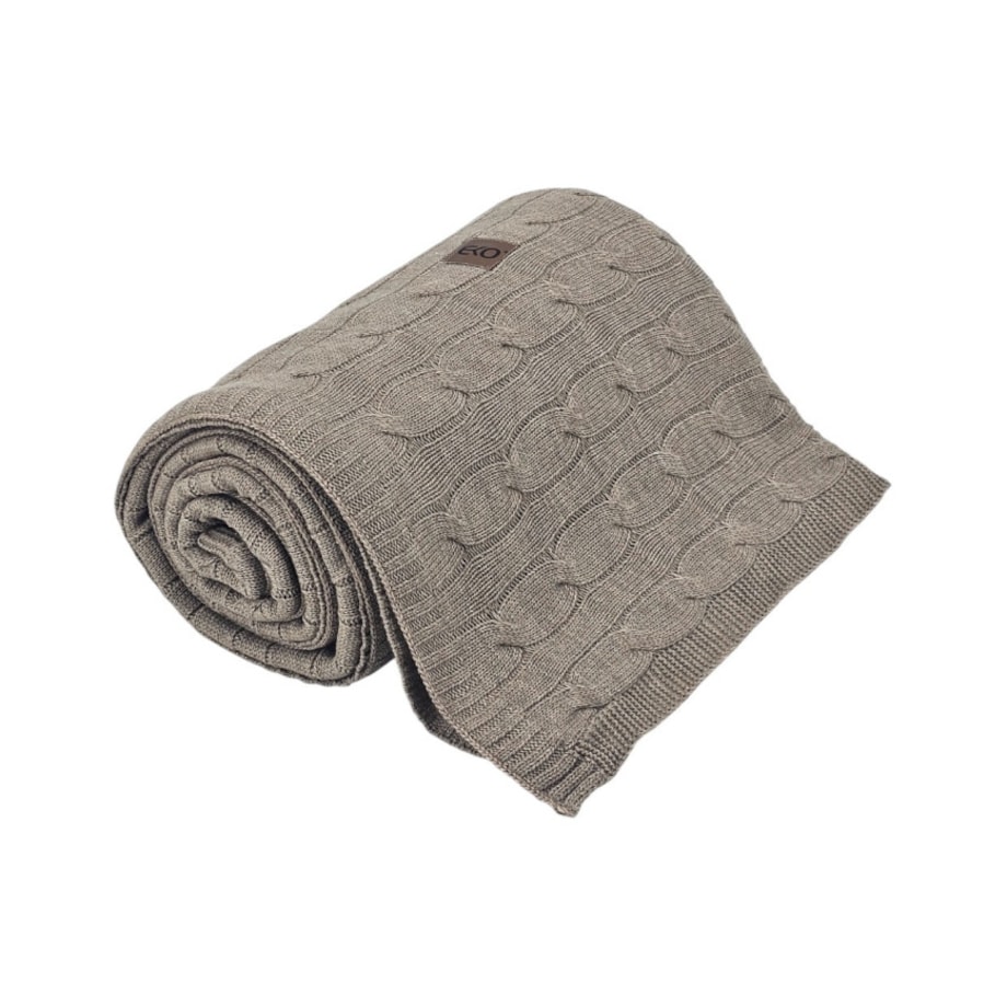 Koc dzianinowy kaszmir 150x200 cm – VERONA TAUPE