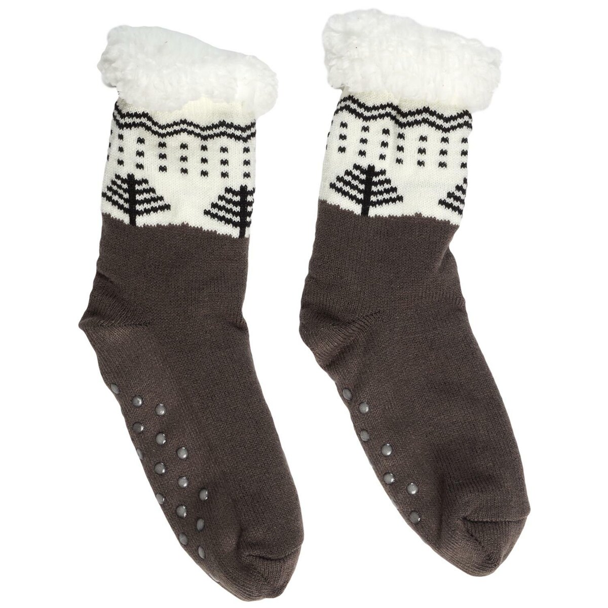 SKARPETY ZIMOWE sherpa ze wzorem rozmiar 39-42 brązowe