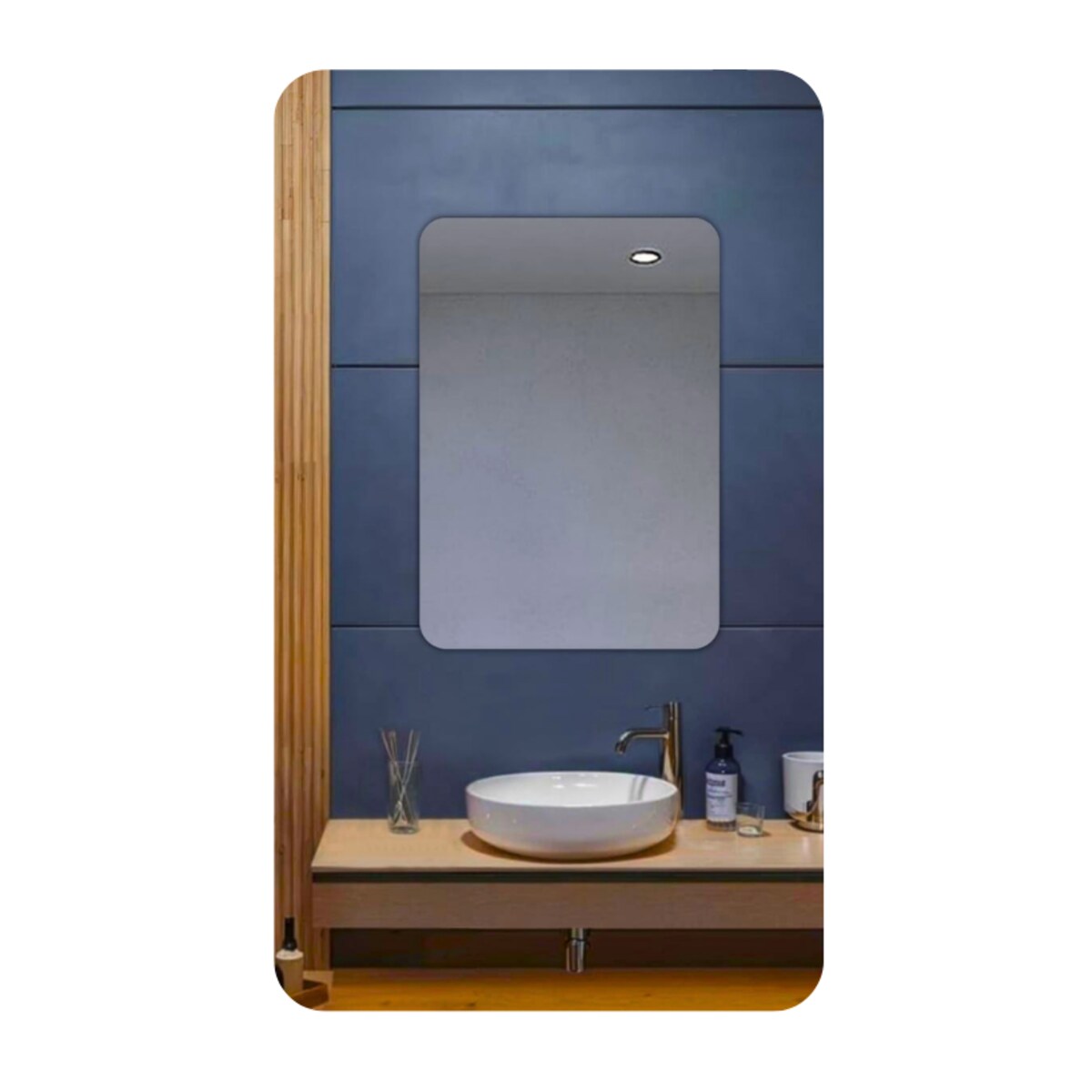 Lustro 70x80 cm Zaokrąglone Rogi Bez Oświetlenia Łazienkowe Bez Ramy