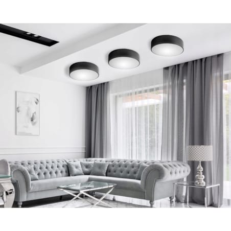 Lampa Plafon 50Cm Okrągła Czarna Sufitowa Żyrandol