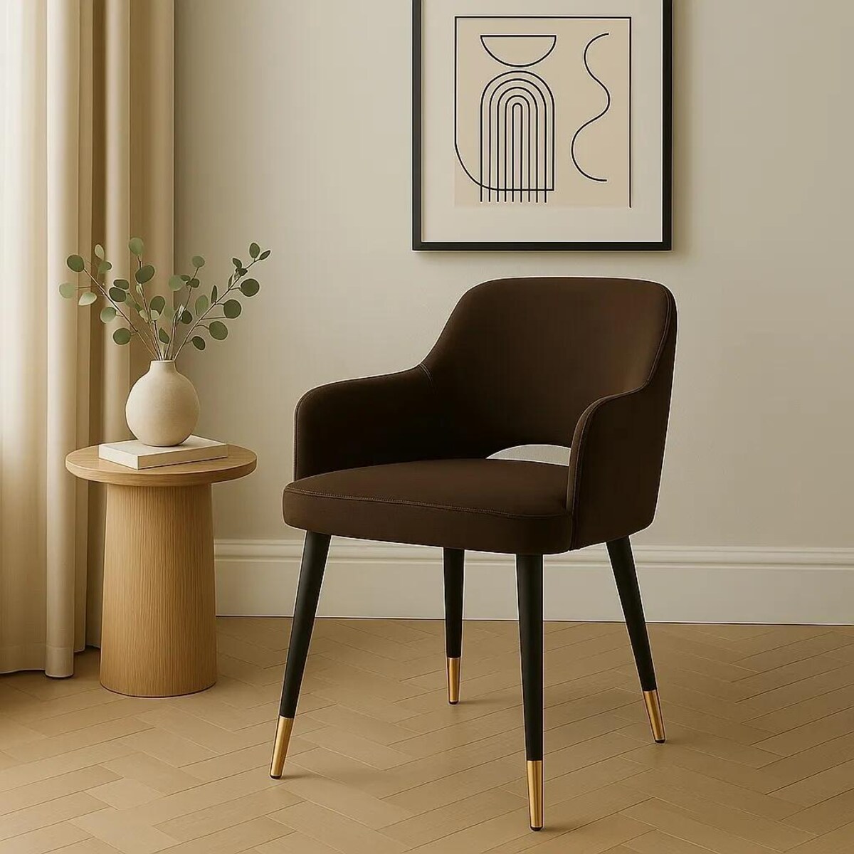 Krzesło NAPO VELVET GOLD brązowe