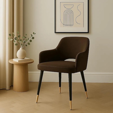 Krzesło NAPO VELVET GOLD brązowe