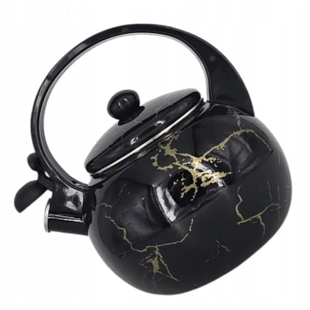 Czajnik Czarny Emaliowany Retro 2.2L Z Gwizdkiem Na Indukcję Gaz