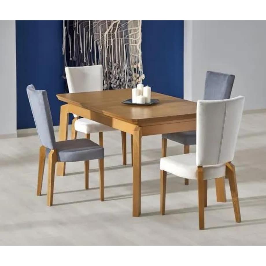 Krzesło tapicerowane ROIS szare/dąb miodowy